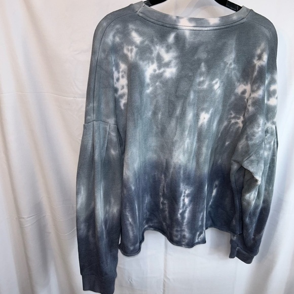 American Eagle Shirt Cropped Dolman Sleeve Ombré Split Tie Dye Pullover Crewneck - Picture 8 of 8